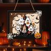 Halloween Ghost Family Sign Wooden Ghost Picture Frame Tabletop Decoration for Halloween Farmhouse Shelf Desktop Home Decor