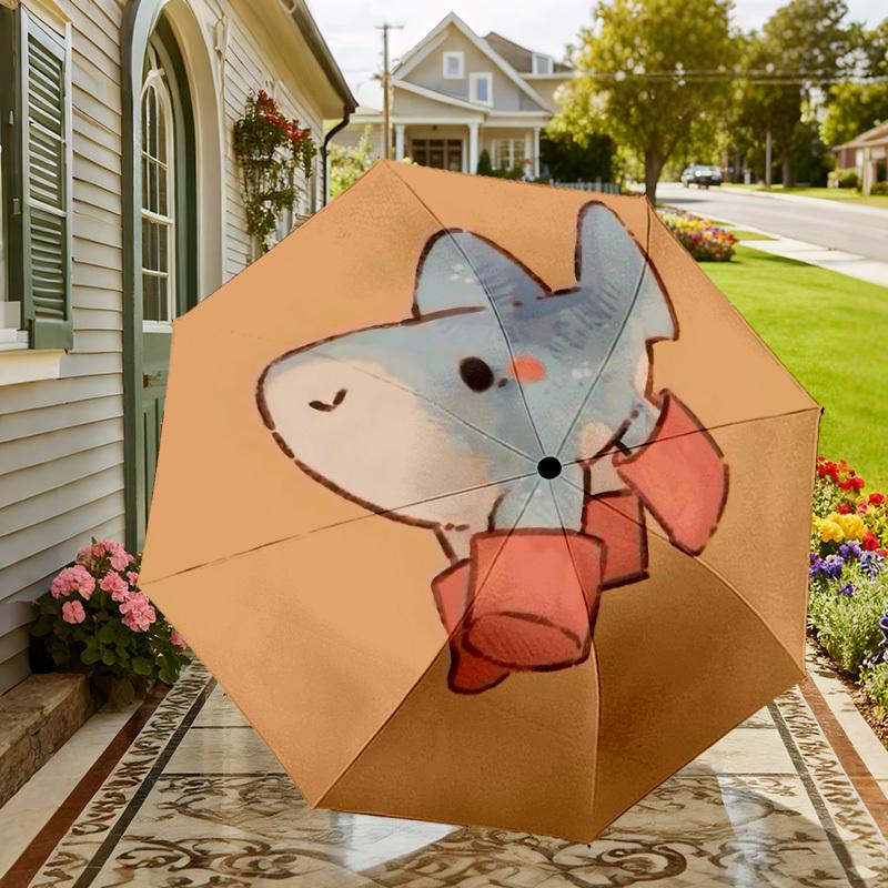 Синий слон в оранжевых ботинках: Милый зонт с принтом животных - Идеально подходит для приключений на свежем воздухе, незаменимый в путешествиях 111