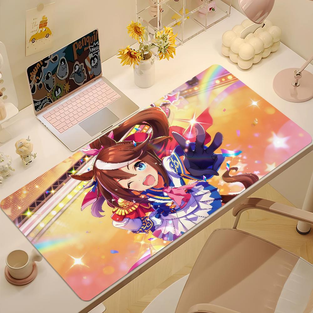 Игровой коврик для мыши Umamusume Pretty Derby, большой, нескользящий, с оверлоком, для настольного компьютера, клавиатуры, мыши, офиса, геймера, студента