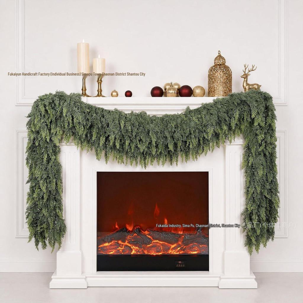 Festive Soft Rubber Cedar Cypress Leaves for Christmas Home Decoration