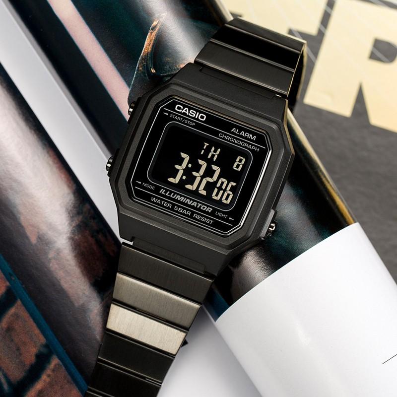 Casio Серия VINTAGE-квадратные модный тренд деловая простота ЖК-дисплей обратный дисплей механизм 50 метров водонепроницаемый кварцевый механизм B640WBG-1B