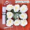 White Rose Artificial Flower for Wedding Car Decoration Bridal Car Decorations + Door Handle Ribbons Silk Flower