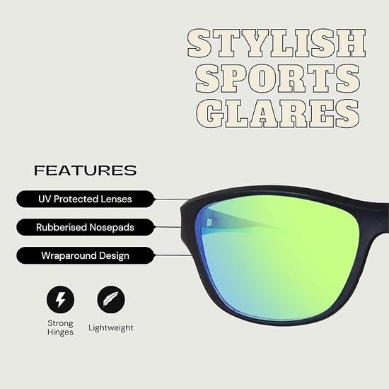 4Flaunt УФ-защита Спортивные солнцезащитные очки | Легкие очки с полной оправой | Подходят для вождения, путешествий, рыбалки, велоспорта, гольфа, занятий спортом
