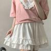 White Lace Mini Skirt for Women Girl A-line Short Skirt Kawaii Cute Preppy Style Student High Waist Clothes