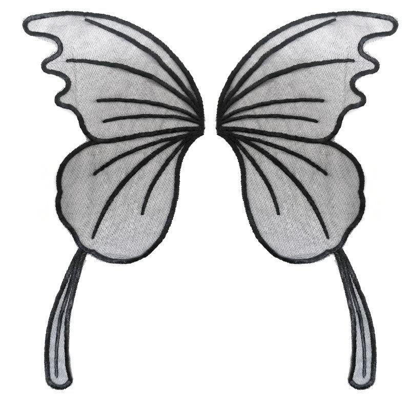 Кружевная сетчатая вышивка бабочка наклейка Бежевый к цветам прозрачная сетчатая основа вышивка DIY кружевные аксессуары симметричные цветочные детали