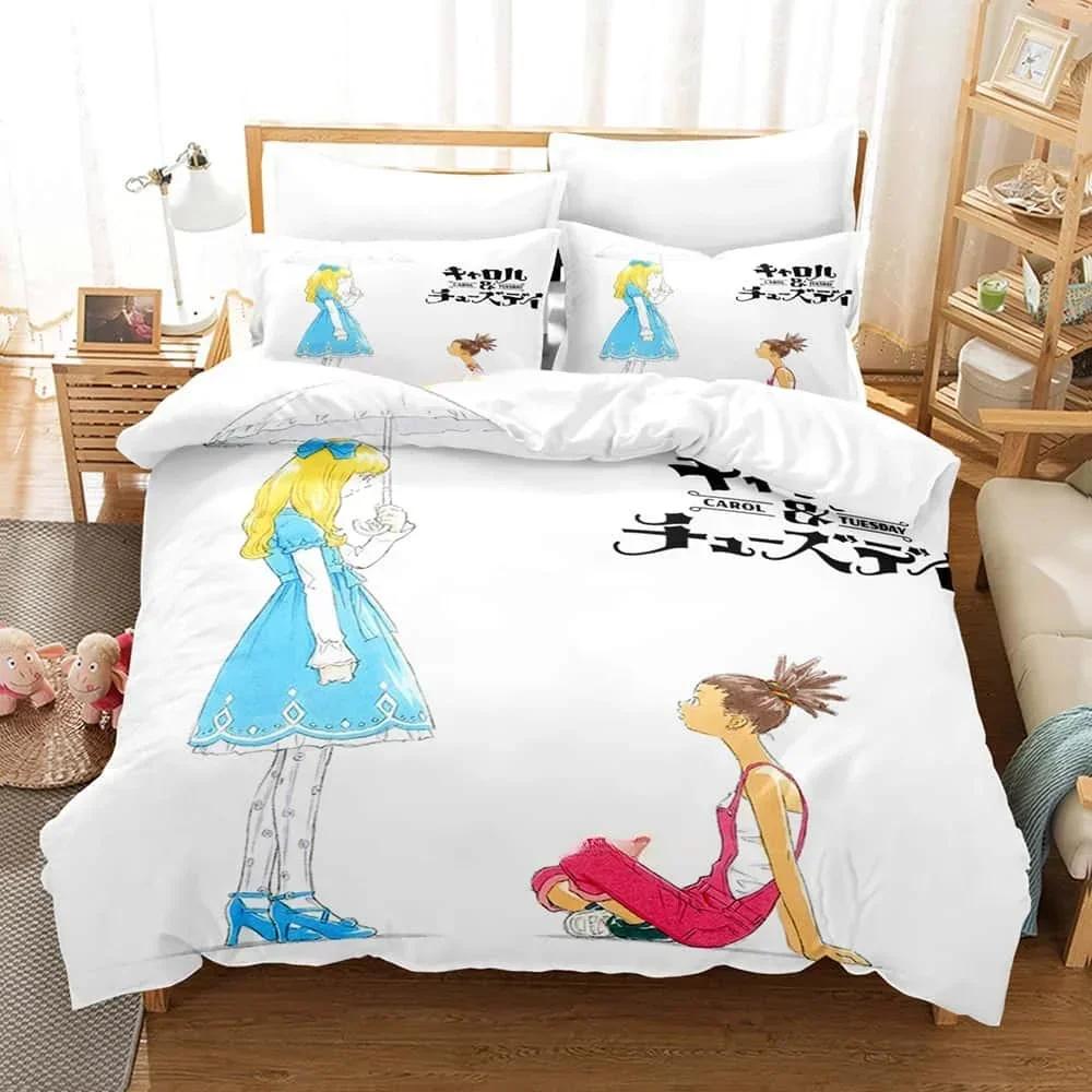 Модный 3D принт Аниме Carole & Tuesday Постельное белье Односпальный Полутораспальный Двуспальный Кинг-сайз Комплект постельного белья Взрослый Детский Спальня Пододеяльник Комплекты