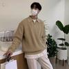 Men's Trendy Polo Collar Knit Sweater with Half-Zip - Long Sleeve, Solid Color, Autumn/Winter Style.