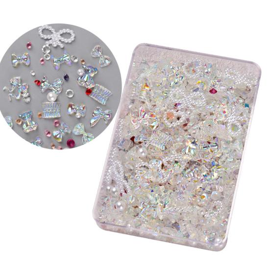 Yousheng 50 г 1 коробка Украшение для ногтей Прозрачный лед Декорирование Гладкая поверхность 3D Бантик Маникюр Блестящее украшение для женщин