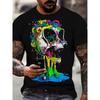 Мужская одежда Футболка с графическим принтом скелета, свободная футболка для мужчин, летняя и весенняя, свободная, в стиле панк, с коротким рукавом, для активного отдыха