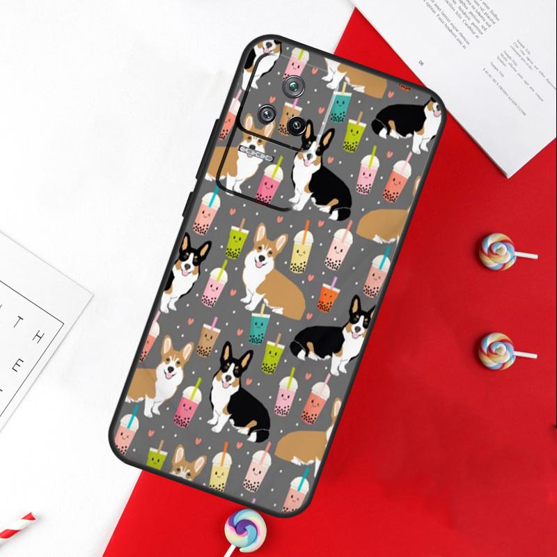 Чехол Корги и Бабл-ти для Xiaomi 14T 11T 12T 13T Pro 13 14 15 Ultra POCO X7 Pro X3 X5 X6 F5 F6 M6 Pro