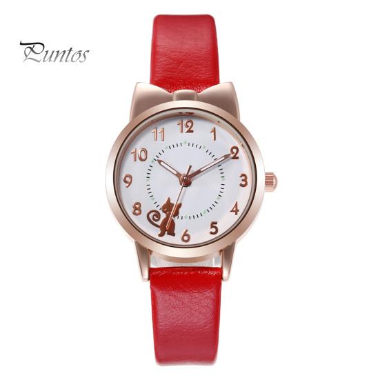 1 комплект, женские часы, браслет со звездой и луной, мультяшный кот, бант, круглый ремешок из искусственной кожи, точные кварцевые наручные часы для девочек и студентов, модные украшения на день рождения