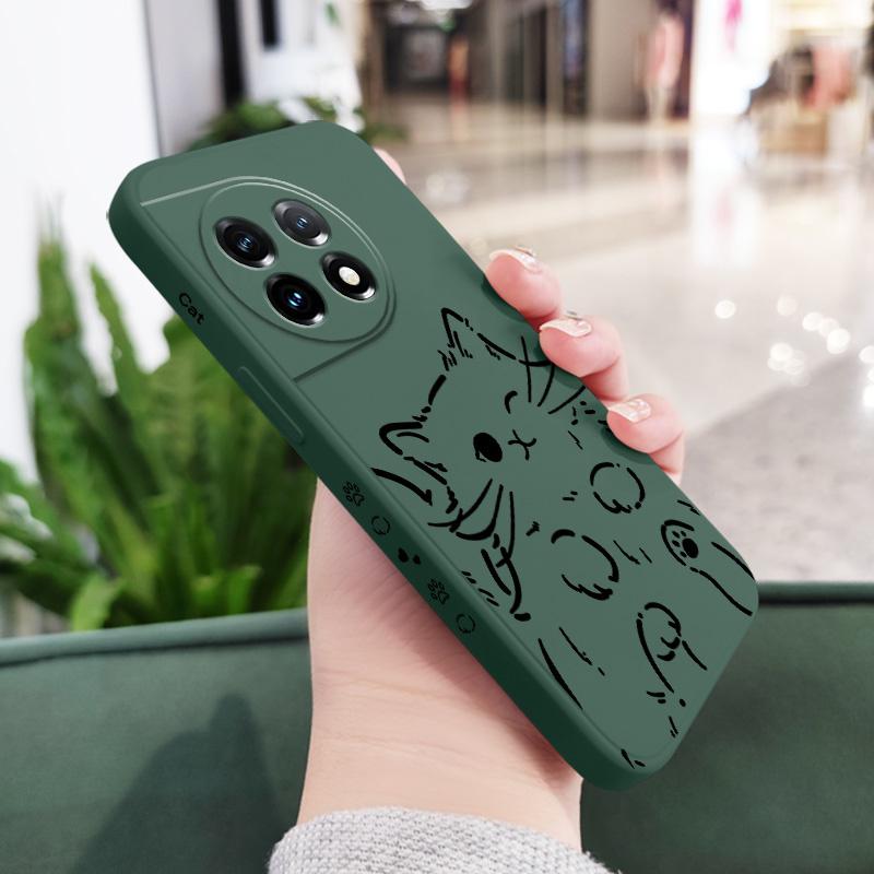 Умный чехол для телефона с кошкой для Oneplus 13 13R 12 12R 11 11R 10 10R 10T 9R 9RT 9 8T 8 7 7T Pro 5G Жидкий силиконовый чехол