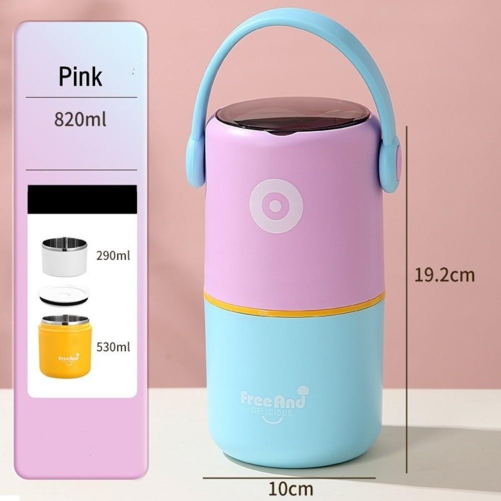 Двухслойный термо ланч-бокс из нержавеющей стали, контейнер для еды и супа, изотермический бокс для офиса и школы