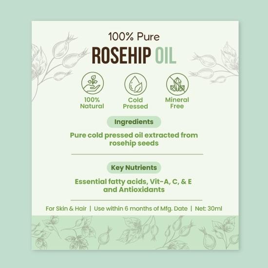 Nat Habit Pure Rosehip Oil, чистое масло шиповника холодного отжима для глубокого увлажнения, гладкой и сияющей кожи, 30 мл