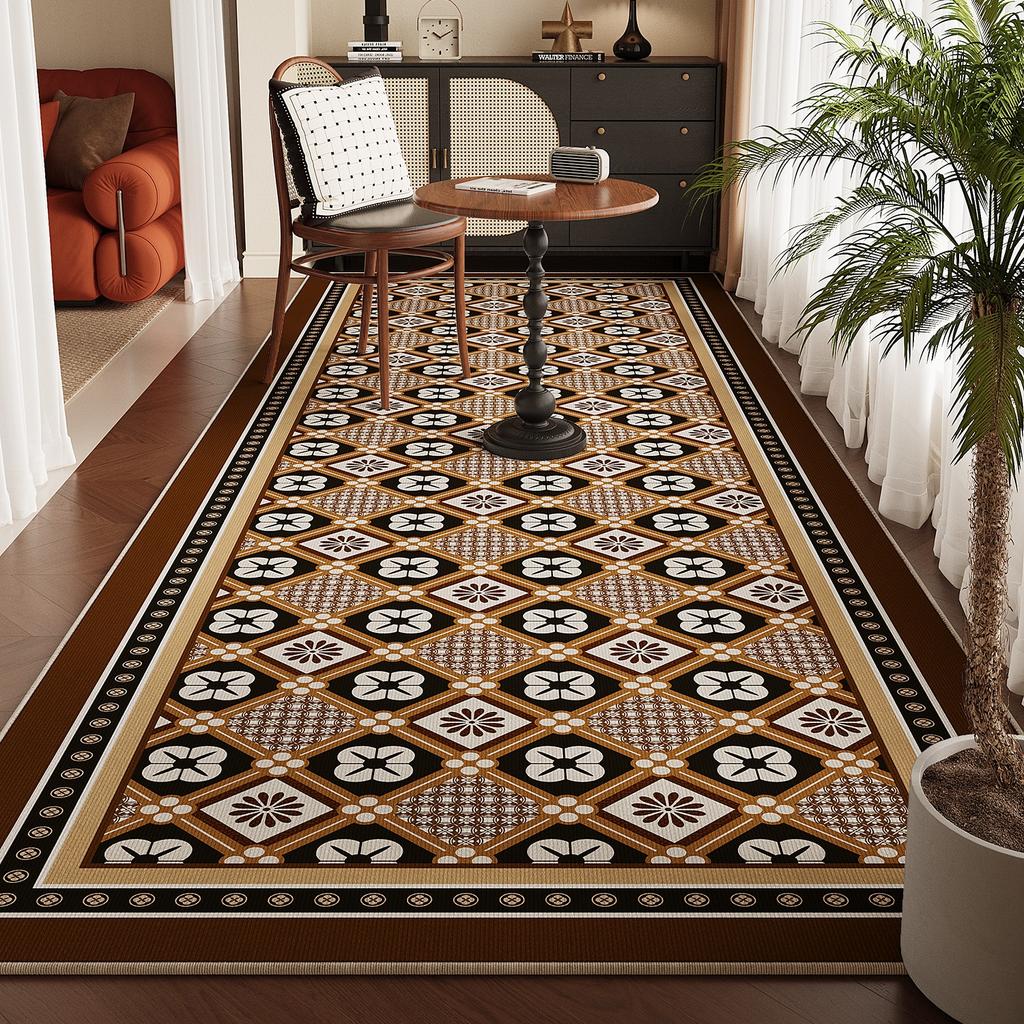 Balcony Carpet Non-slip Floor Mat Long Runner Rug Living Room Bedroom Carpets American Retro Style Brown Home Decoration Rugs