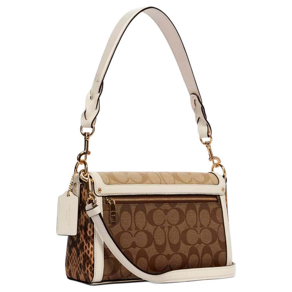 Coach Jade 26 Color Block Coated Canvas And Leather Shoulder Bag Women shoulder bag White Light-Khaki 2723-IMR2K
