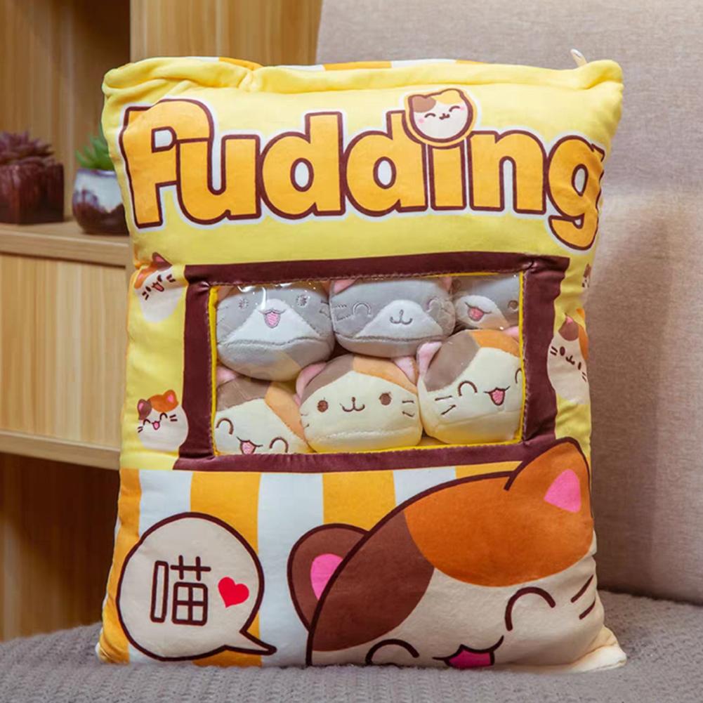 Creative Cat Snack Pillow Pudding Decorative Stuffed Dolls With Cat Pudding Kawaii Toy Cute Plush Plush Pillow Animal Gifts New