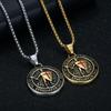 New Vintage Jewelry, Titanium Steel Gold-plated Epoxy Western Medieval Templar Pendant Necklace