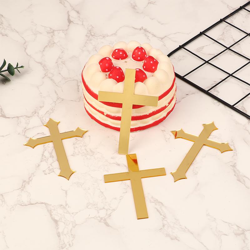 5 шт. акриловый золотой топпер с крестом, минималистичные вставки для торта первого причастия