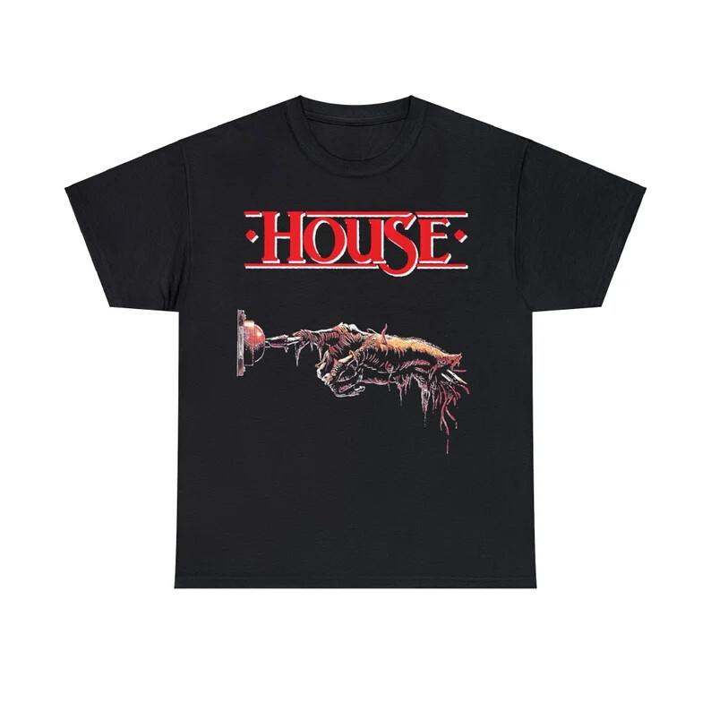 House Horror Movie T Shirt Vintage 1985 Goth Punk Halloween Zombie Graphic Skull