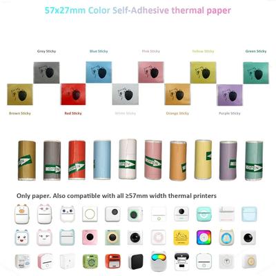 Мини-принтер, термобумага, красочная этикетка, наклейка, самоклеящаяся бумага для термопечати, бесчернильная печать, фотоизображение 57x25 мм