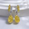 Luoxi Temple S925 Silver Pear-Shaped Yellow Diamond Teardrop Earrings