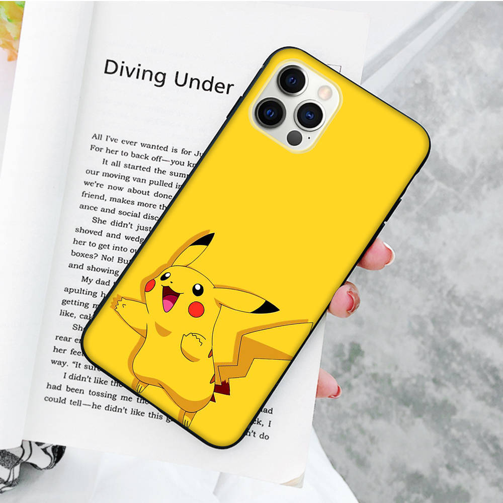 JP38 Pokemon Pikachu Black Soft Case for Xiaomi Poco X6 X4 M5 M6 F5 F6 C65 C55 C50 C51 C40 Pro Redmi 14C A3X 13C 12C 11T 10A 9C Note 7 6 8A Plus