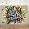2D плоскость, 2D плоскость баннер - Яркий баннер для фона 50-го дня рождения - в красочном дизайне в стиле граффити