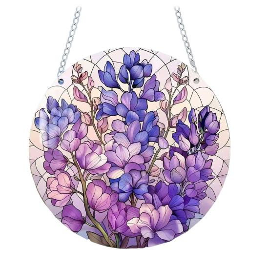 Stained Glass Flower Hanging Decoration Living Room Wall Window Hanging Floral Plants Ornament