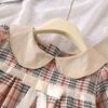 Детская одежда, весенне-осеннее платье для девочек, клетчатые платья с лацканами и длинными рукавами, студенческая форма с бантом, повседневное платье для детей