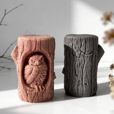 DIY Форма для смолы Реалистичная форма для ароматической свечи Форма пня с совой Высококачественная форма для гипсовых поделок Для домашнего декора