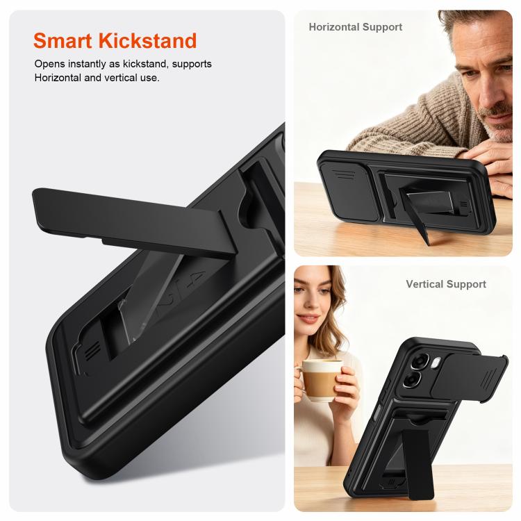 Card‑Holder‑Series Sliding‑Lens‑Cover PC Hybrid TPU Shockproof Phone Case For OPPO Reno15 Pro Max 5G Global