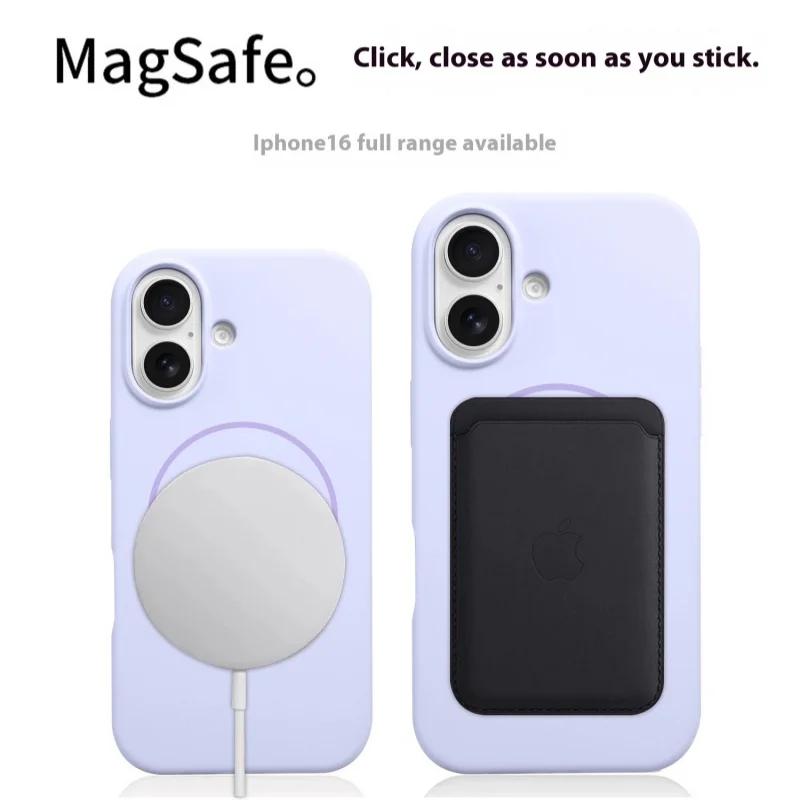 Luxury For iPhone 16 15 14 13 12 11 Pro Max Plus Liquid Silicone Case For Magsafe Magnetic Wireless Charging Soft Phone Cover