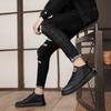 Casual Martin Boots Winter High-Top Tooling Board Shoes Black Medium-Top Retro Leather Shoes Casual