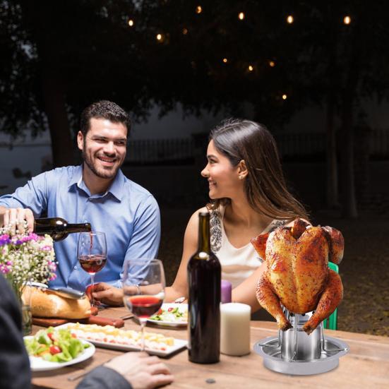 Подставка для запекания курицы из пивной банки с контейнером для ароматизации Жаровня для птицы из нержавеющей стали для гриля и духовки Подставка для ароматизации пива и специй