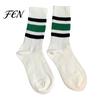 Soft Breathable Cotton Socks Unisex Mid-calf Sports Socks, Contrast Striped Crew Moisture Street Style Fashion Wicking Athletic for Autumn And Winter