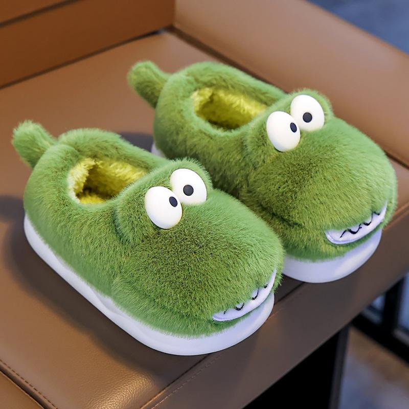 Детские осенне-зимние симпатичные бархатные домашние тапочки из хлопка на толстой подошве