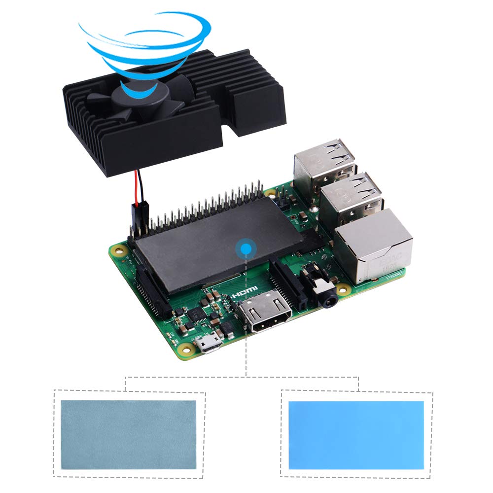GeeekPi Вентилятор Радиатор Raspberry Pi 4, Алюминиевый Радиатор Охлаждения Raspberry Pi 4B/3B/3B+ (Б Плюс)