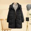 Женское хлопковое пальто средней длины в корейском стиле 2024 года: Зимняя мода, Теплая, Универсальная куртка.
