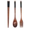 Camphorwood Three-Piece Cutlery Set: Chopsticks, Fork, and Spoon, Solid Wood, Portable and Individual Use.