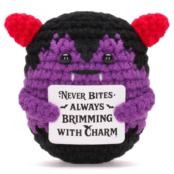 Хэллоуинский вязаный крючком скелет ручной работы с позитивной открыткой Домашнее украшение на Хэллоуин Забавная вязаная кукла Череп Смерти Декор