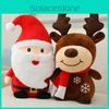 Праздничная мягкая игрушка Санта Клаус и олень Милу с шарфом для детей, рождественский подарок
