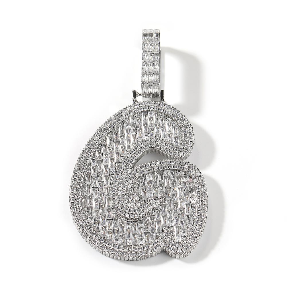 THE BLING KING Big BaguetteCZ Single Letter Pendant Initial Letter A-Z Iced Out Cubic Zirconia Charm Necklace Hiphop Jewelry