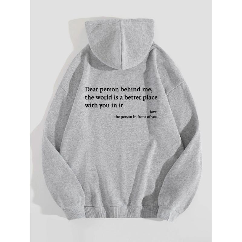 Women S Fleece Hoodie With Letter Print Kangaroo Pocket Drawstring