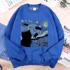 Oil Painting The Starry Cat Night Clothing Men Women Fashion Casual Hoodies Fleece Pullover Sportswear O-Neck Clothes Pullovers & Long Sleeves Women’s