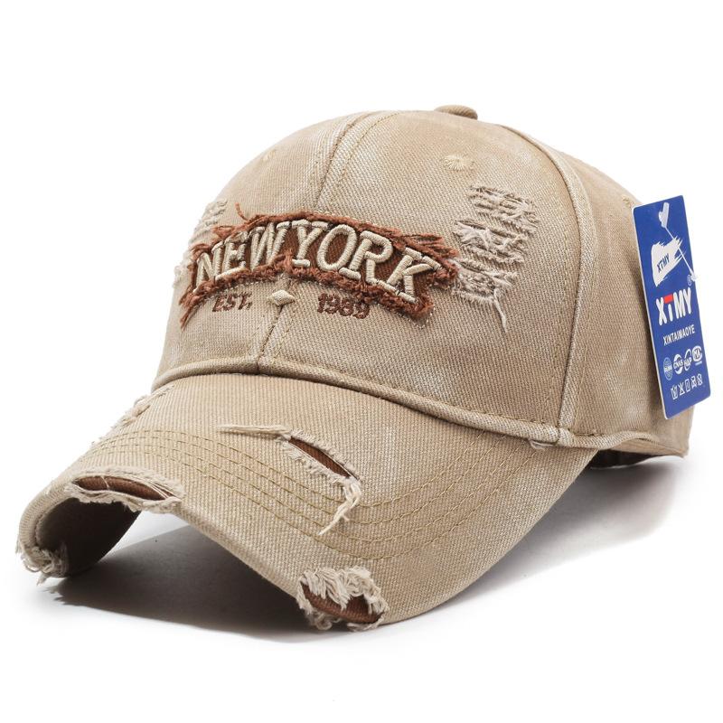 Кепка Бейсболка с вышивкой New York, потертая, из стираного хлопка, регулируемая, для мужчин и женщин, модная, солнцезащитная