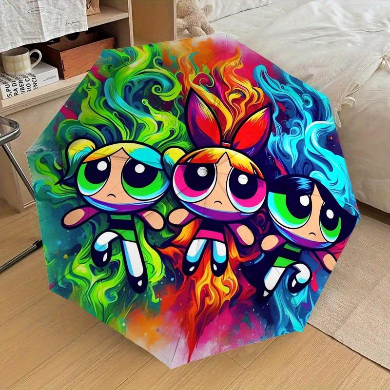 1pc Powerpuff Girls, Cartoon Themed High-quality Umbrella,Automatic Opening and Closing Umbrella,Multi-functional Umbrella G0811035