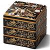 Lacquerware Jubako Saikakugura Origami Crane Made In Japan J-kitchens 3-Tiered Box, 6.5 Inches, Black, Design, 19cm, Resin,