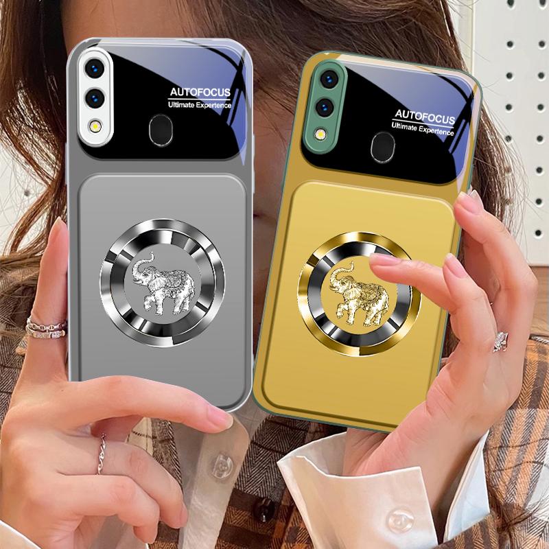 Элегантный розовый слон Для Samsung A73 72 71 A70 56 55 54 A53 52 51 50 42 A35 A34 33 32 31 26 25 24 23 22 30 стеклянный чехол для телефона