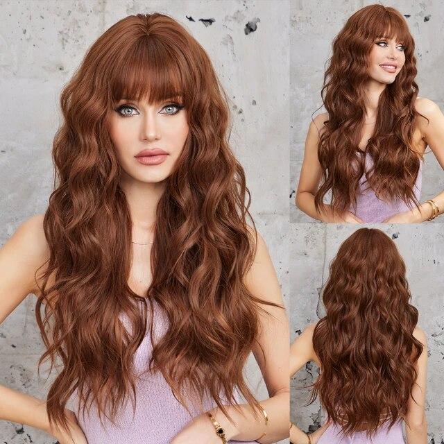 Длинные объемные волнистые синтетические парики, черный, фиолетовый, розовый, омбре, светло-персиковый розовый парик для женщин, повседневная вечеринка, косплей, термостойкий